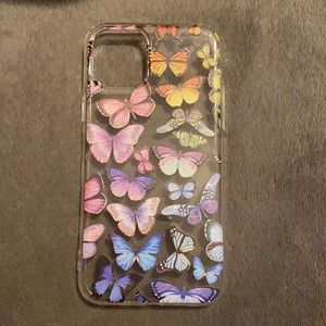 iPhone 11 Pro clear case with rainbow butterflies